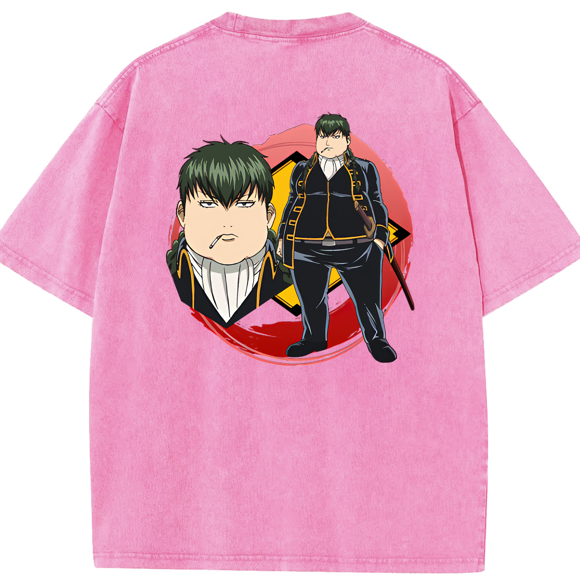 （画像用） ぎんたま 坂田銀時（さかたぎんとき） 神楽 志村新八（しむら しんぱち） GINTAMA Sakata Gintoki Kagura Shimura Shinpachi 綿100% ヴィンテージ風 半袖Tシャツ（背面プリント）